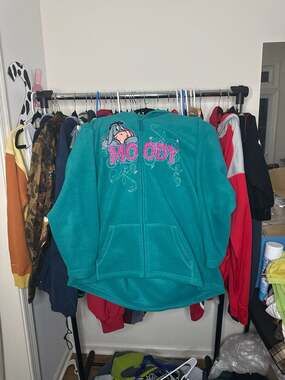 Vintage Disney Eeyore 'Moody' Plus Size Teal Fleece Zip-Up Hoodie